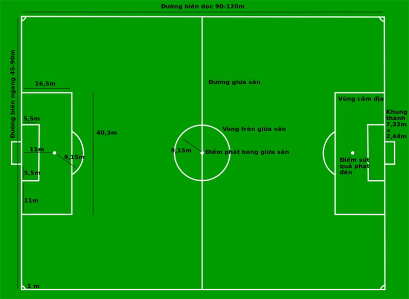 Quy định về sân thi đấu trong bóng đá 11 người